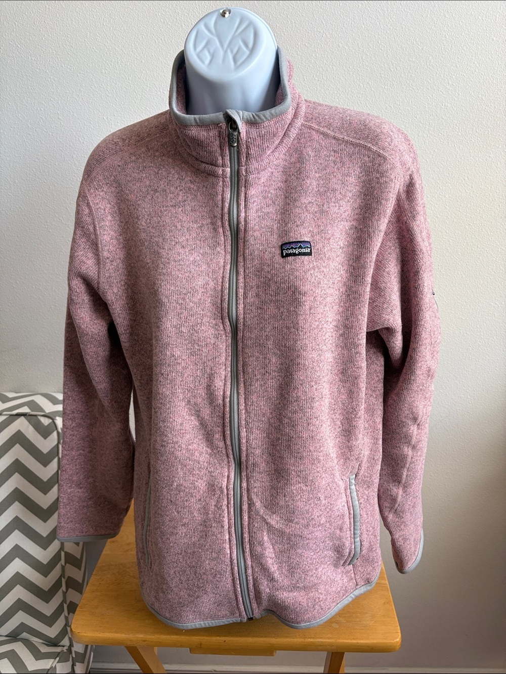 Patagonia Bettet Sweater Heathered Dusty Pink Full-Zip Size Large
